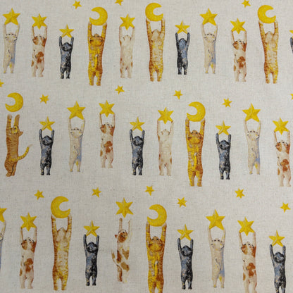 ネコノテキスタイル by SAKURA HANADUSA  | 夜まで待てない cat 星星貓 | cotton linen 棉麻