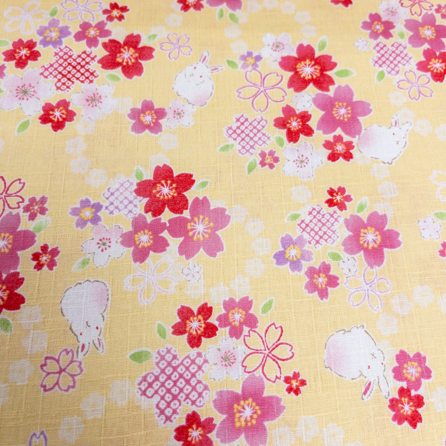 Japan | Sakura bunny 櫻花白兔竹節棉 | cotton printed dobby 竹節棉