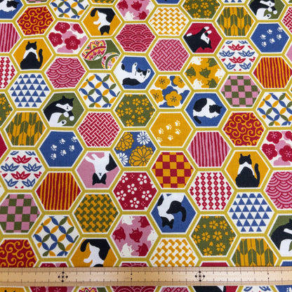 Japan | japanese cats 和風鑽石紋貓貓 | cotton printed sheeting 純棉