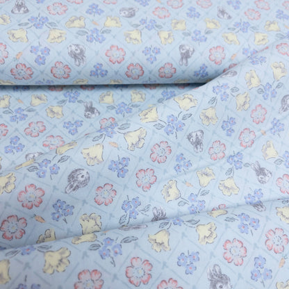 Japan | flowers and rabbit 小灰兔與花朵 | cotton printed broad 純棉