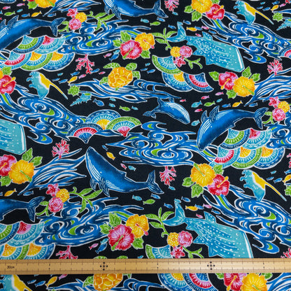 Japan | Okinawa whale 沖繩美麗海鯨魚 | cotton printed broad 純棉