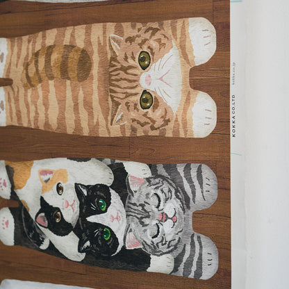 kokka home deco mini - 貓狗躺在地板上 | cotton printed sheeting 純棉