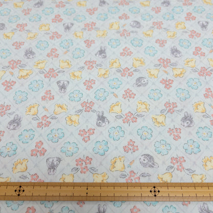 Japan | flowers and rabbit 小灰兔與花朵 | cotton printed broad 純棉