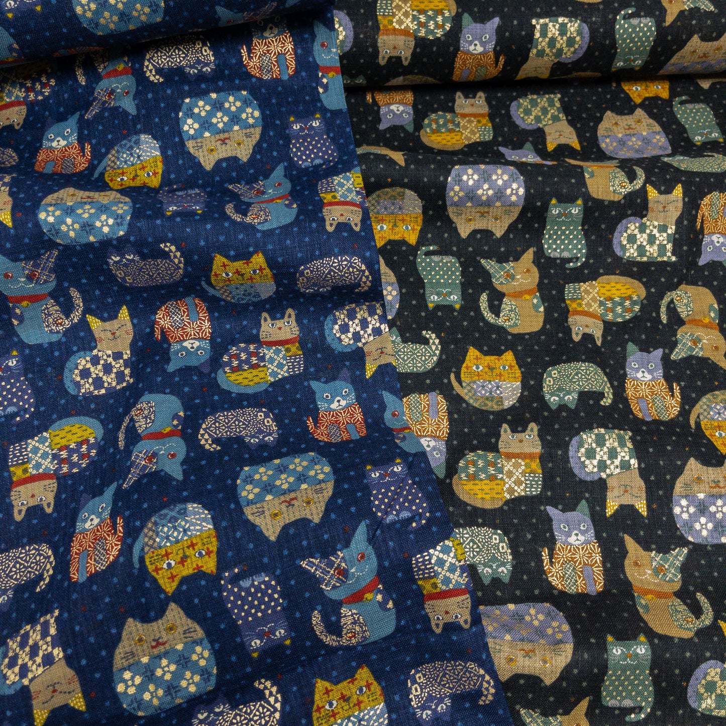 Japan | japanese cat 和風不倒翁貓貓 | cotton printed poplin 竹節棉
