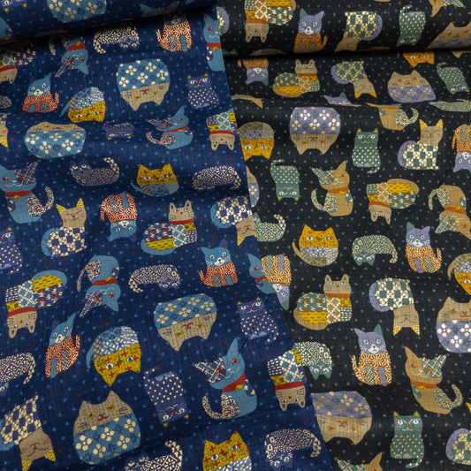 Japan | japanese cat 和風不倒翁貓貓 | cotton printed poplin 竹節棉