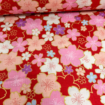 Japan | japanese bronzing pink sakura 和風燙金粉紅櫻花 | cotton printed poplin 竹節純棉