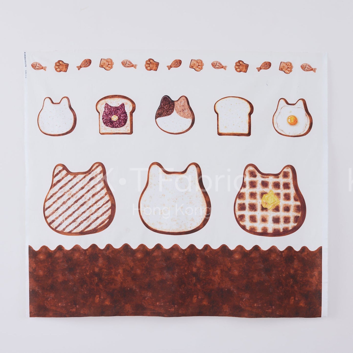 Japan | bread cat toast panel 麵包吐司貓貓定位布 | cotton printed sheeting 純棉