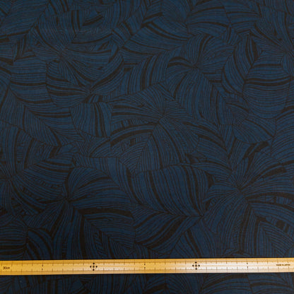 Japan | deep blue leaves 深藍植物暗花 | cotton printed broad 純棉