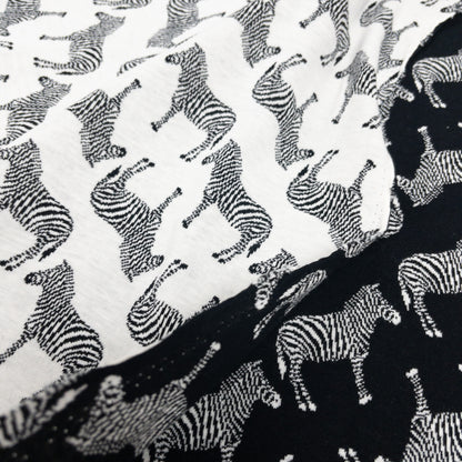 maffon | zebra black ivory 班馬 黑+米色 | cotton jacquard knit 雙面純棉提花針織 - 160cm