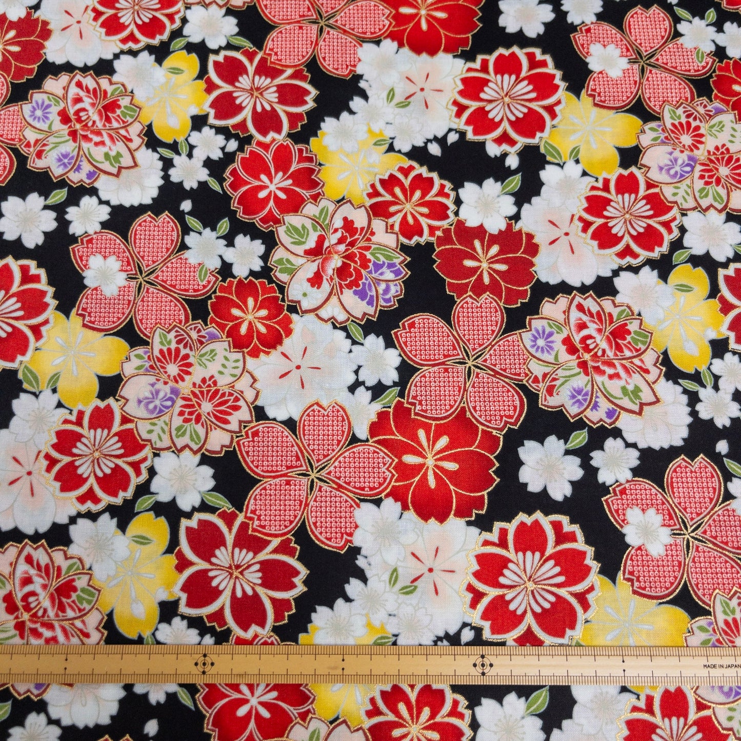 Japan | bronzing Japanese sakura 燙金和風藍櫻花 | cotton printed sheeting 純棉