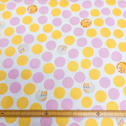 Japan | dots and cats 波點貓貓 | cotton printed sheeting 純棉