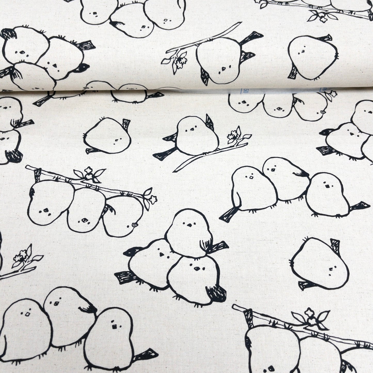 Japan | long-tailed tit 北海道小鳥「雪之妖精」 | cotton linen printed canvas 棉麻