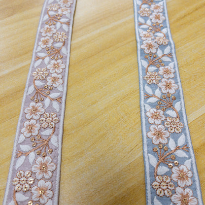 India | flowers 白花 4cm | embroidery webbing 刺繡帶