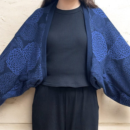 maffon | dahlia navy 大麗花 深藍 | cotton jacquard knit 雙面純棉提花針織 - 160cm