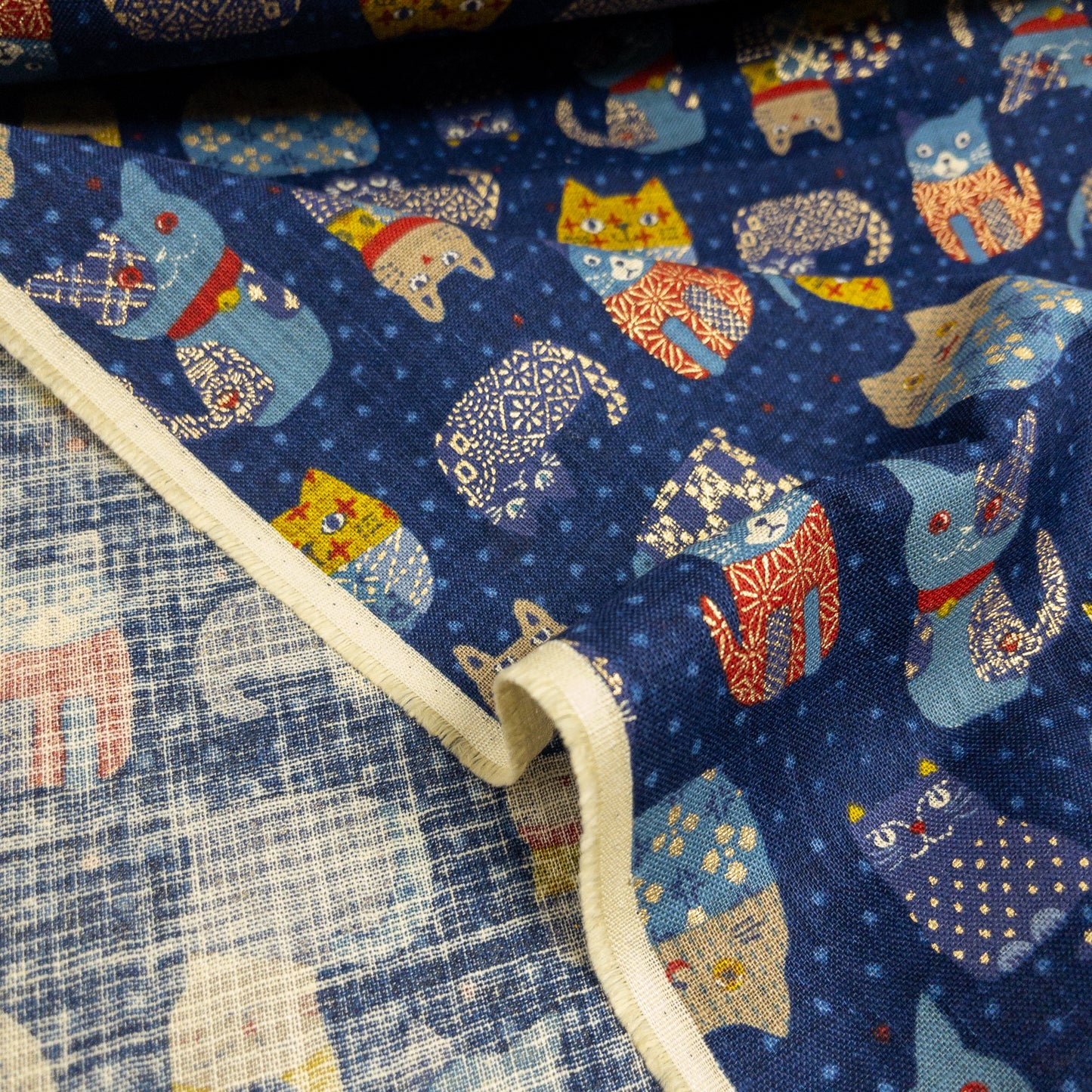 Japan | japanese cat 和風不倒翁貓貓 | cotton printed poplin 竹節棉