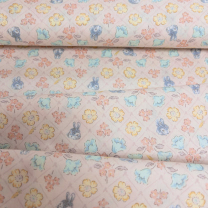 Japan | flowers and rabbit 小灰兔與花朵 | cotton printed broad 純棉