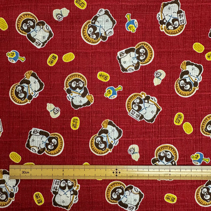 Japan | tanuki raccoon dog 招福 狸貓 | cotton printed dobby 純棉竹節