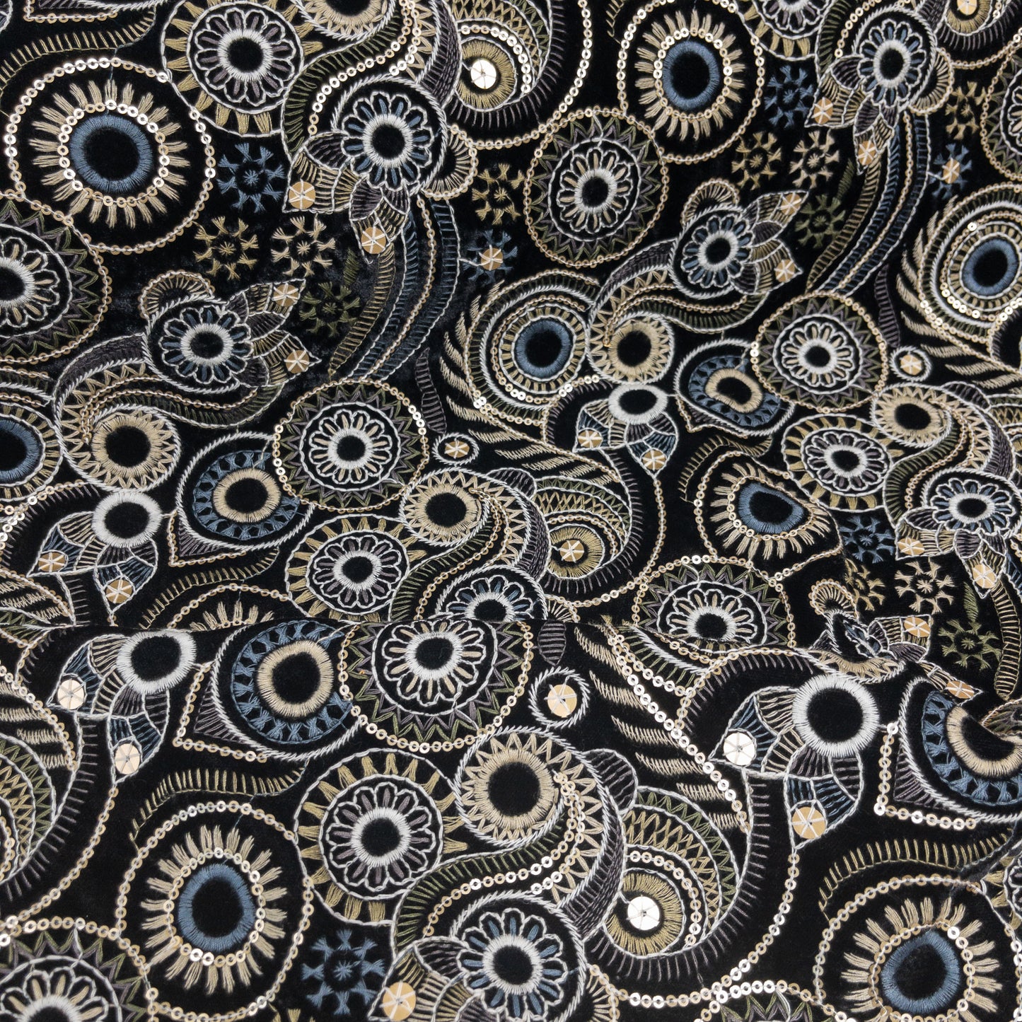 India | wheel embroidered fabric 圓輪花紋刺繡布