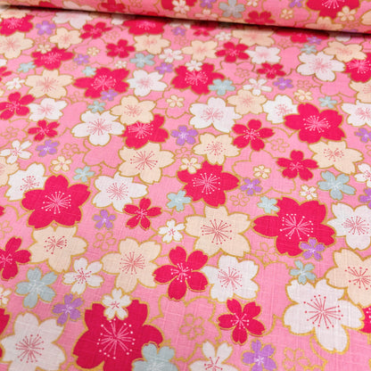 Japan | japanese bronzing pink sakura 和風燙金粉紅櫻花 | cotton printed poplin 竹節純棉