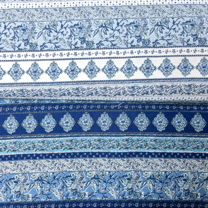 Japan | Ethnic pattern horizontal pattern 民族花圖案 - 拼橫間紋 | cotton printed sheeting 純棉