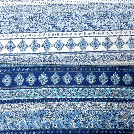 Japan | Ethnic pattern horizontal pattern 民族花圖案 - 拼橫間紋 | cotton printed sheeting 純棉