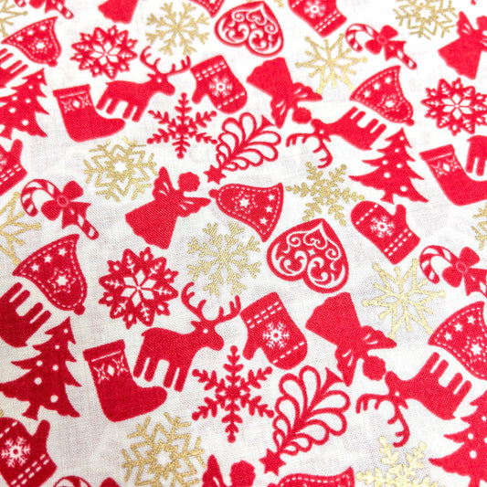 Japan | gilded christmas decoration 燙金聖誕裝飾 | cotton printed sheeting 純棉