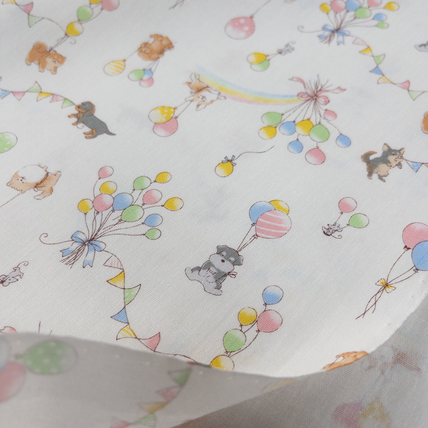 Japan | balloon puppies 氣球小狗 | cotton printed sheeting 純棉