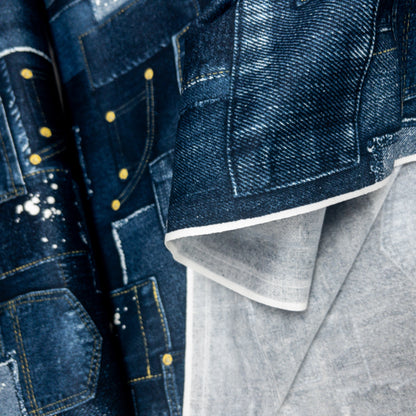 Japan | 牛仔褲袋拼布風格 | cotton printed oxford 純棉