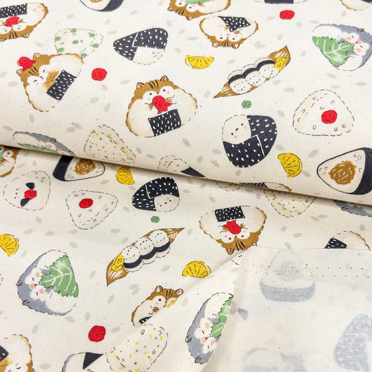 Japan | animal hamster onigiri rice ball 動物倉鼠飯糰 | cotton printed oxford 純棉