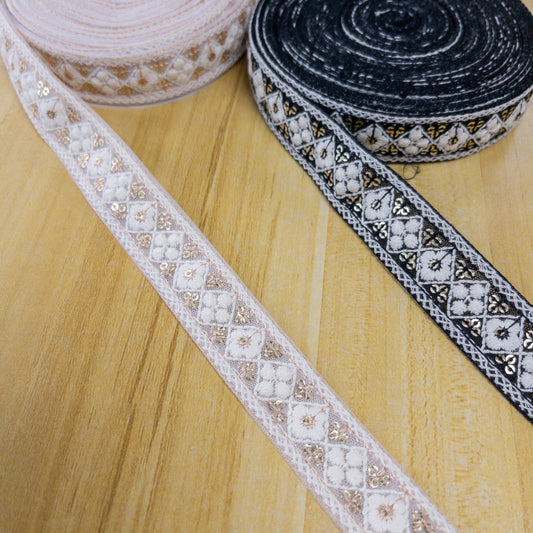India | 小格紋 2.5cm | embroidery webbing 刺繡帶