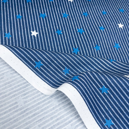 Japan | striped denim color stars 牛仔色間條小星星 | cotton printed oxford 純棉