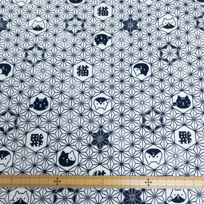 Japan | asanoha cat 麻の葉貓貓 | cotton printed dobby 竹節棉