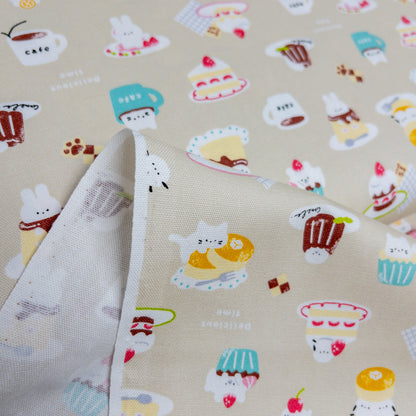 Japan | animals dessert 白色小動物甜品 | cotton printed oxford 純棉