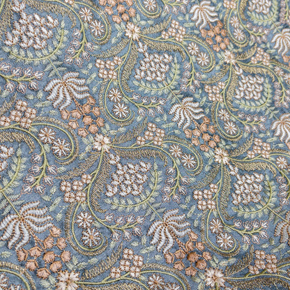 India | flowers embroidered fabric 花朵開屏刺繡布