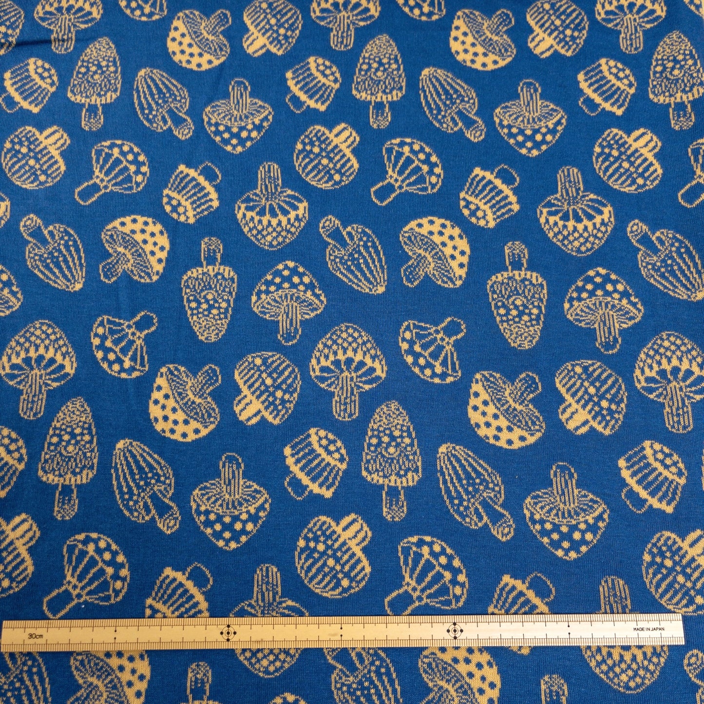 maffon | mushroom blue cork 蘑菇 藍+啡 | cotton jacquard knit 雙面純棉提花針織 - 160cm