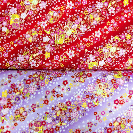 Japan | gilded japanese kaioke 燙金漸變花海貝桶 | cotton printed sheeting 純棉