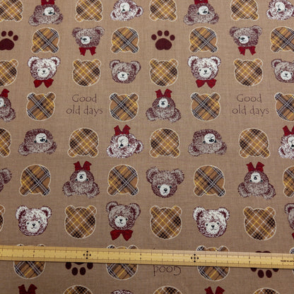Japan | retro british teddy bear 復古英倫小熊 | cotton printed sheeting 純棉