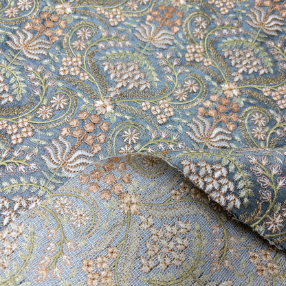 India | flowers embroidered fabric 花朵開屏刺繡布