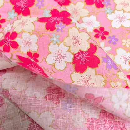 Japan | japanese bronzing pink sakura 和風燙金粉紅櫻花 | cotton printed poplin 竹節純棉