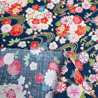 Japan | japanese hot stamping water pattern 燙金和風水紋花 | cotton printed poplin 竹節純棉