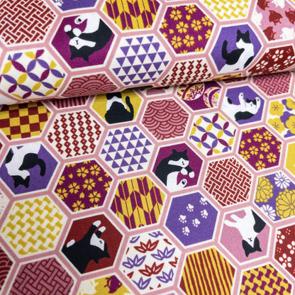 Japan | japanese cats 和風鑽石紋貓貓 | cotton printed sheeting 純棉
