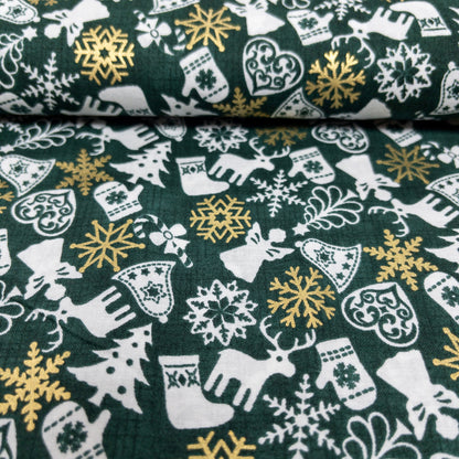 Japan | gilded christmas decoration 燙金聖誕裝飾 | cotton printed sheeting 純棉