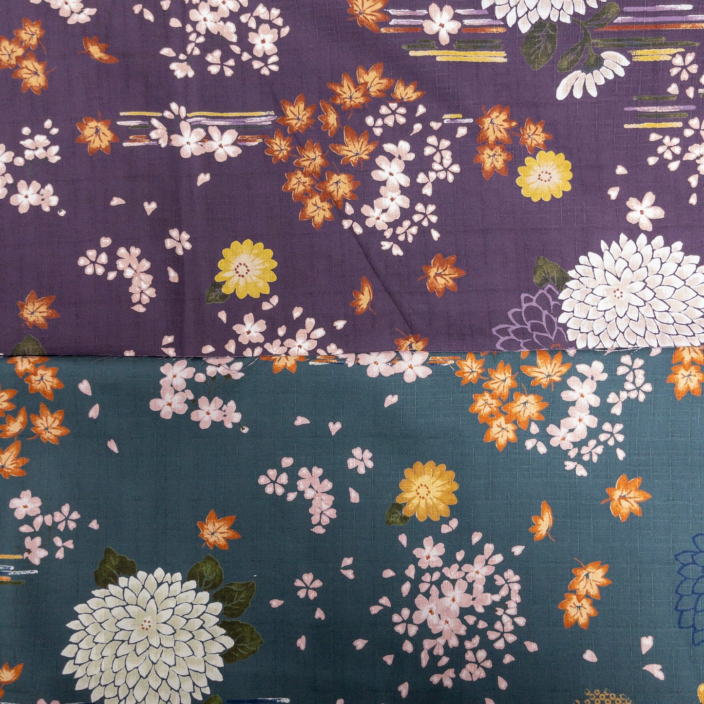 kobayashi | chrysanthemum cherry blossom maple 菊花櫻花和楓葉 | cotton poplin 竹節棉