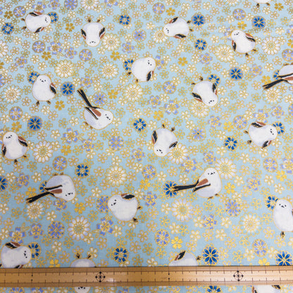 Quilt Gate | Foil-stamped long tailed tit 燙金雪之妖精 | cotton printed sheeting 純棉