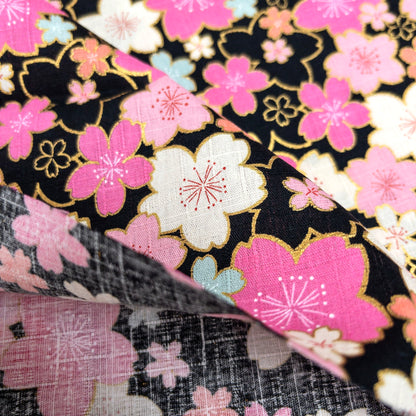 Japan | japanese bronzing pink sakura 和風燙金粉紅櫻花 | cotton printed poplin 竹節純棉