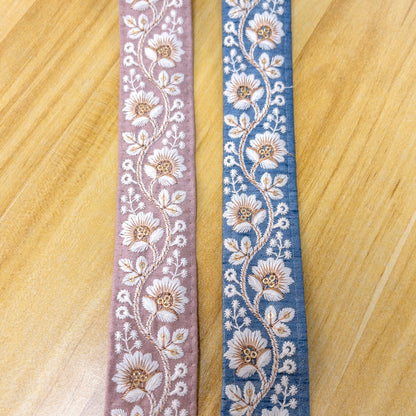 embroidery webbing 刺繡帶 | white floral 白花朵 3.5cm