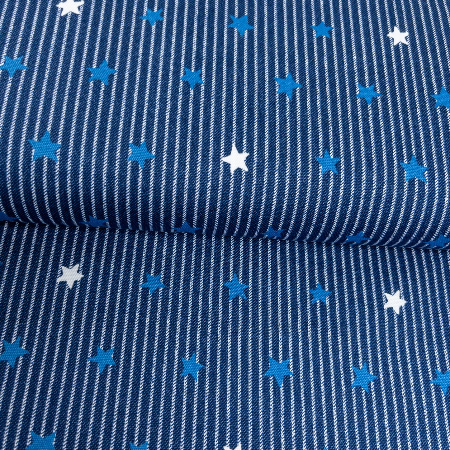 Japan | striped denim color stars 牛仔色間條小星星 | cotton printed oxford 純棉