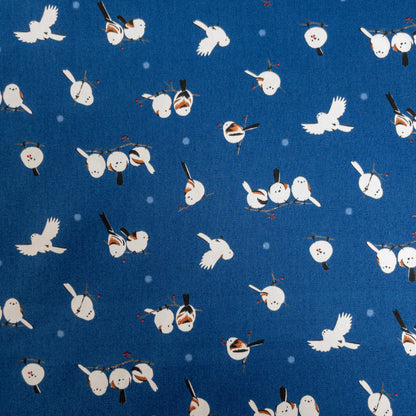 Japan | long-tailed tit 北海道小鳥「雪之妖精」 | cotton printed oxford 純棉