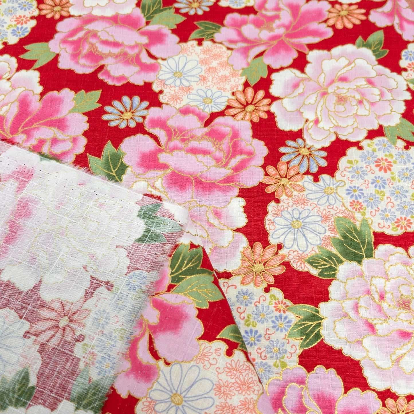 Japan | japanese bronzing flowers 和風燙金大粉花 | cotton printed poplin 竹節純棉