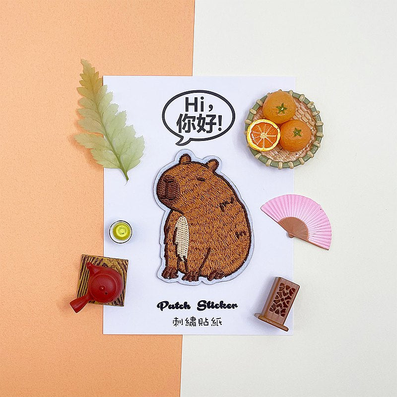 Hi你好 | capybara 水豚 | embroidery patch 刺繡章的副本